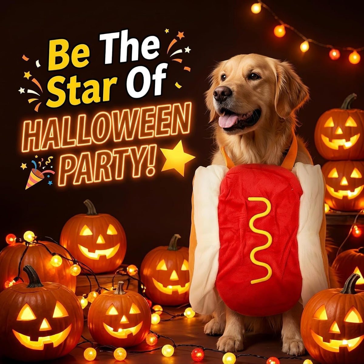 Hotdog Dog Costume, Funny Pet Costumes Halloween Outfit for Medium Dogs
