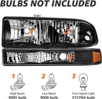 Headlights Assembly for 1998-2004 Chevy S10 Pickup, 1998-2005 Chevy Blazer