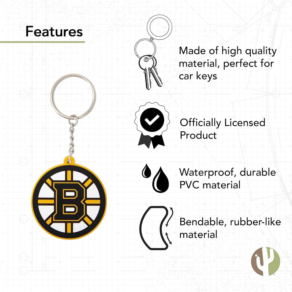Desert Cactus Boston Bruins The B's Keychain Keys Holder (PVC)