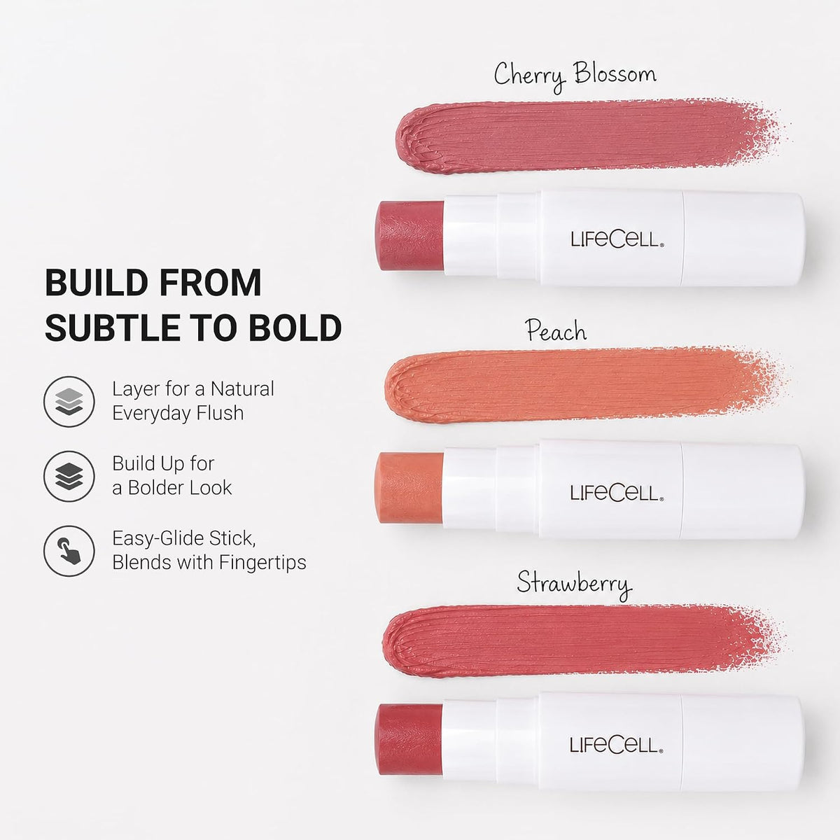 Cream Blush Stick, Peach - Vegan Buildable Color, 0.25oz
