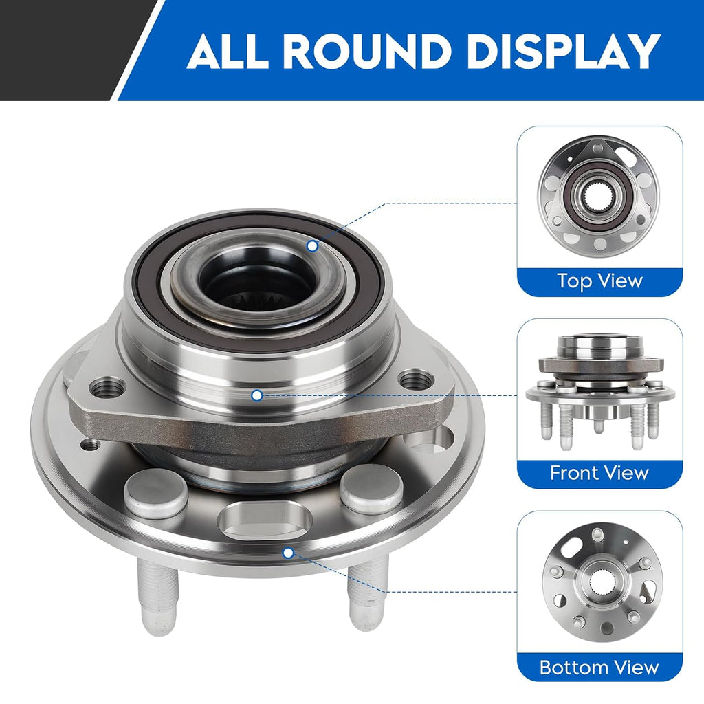 513288 Front Wheel Bearing & Hub Assembly for Buick Allure/Lacrosse/Regal, for Chevrolet Chevy Equinox/Impala/Malibu, for GMC Terrain, for Cadillac CTS(AWD)/XTS, for Saab 9-5, Hubs 5 Lugs w/ABS, 1PC