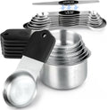Magnetic Measuring Cups and Spoons Set, Strong N52 Magnets, Heavy Duty 304 Stainless Steel Fits in Spice Jars for