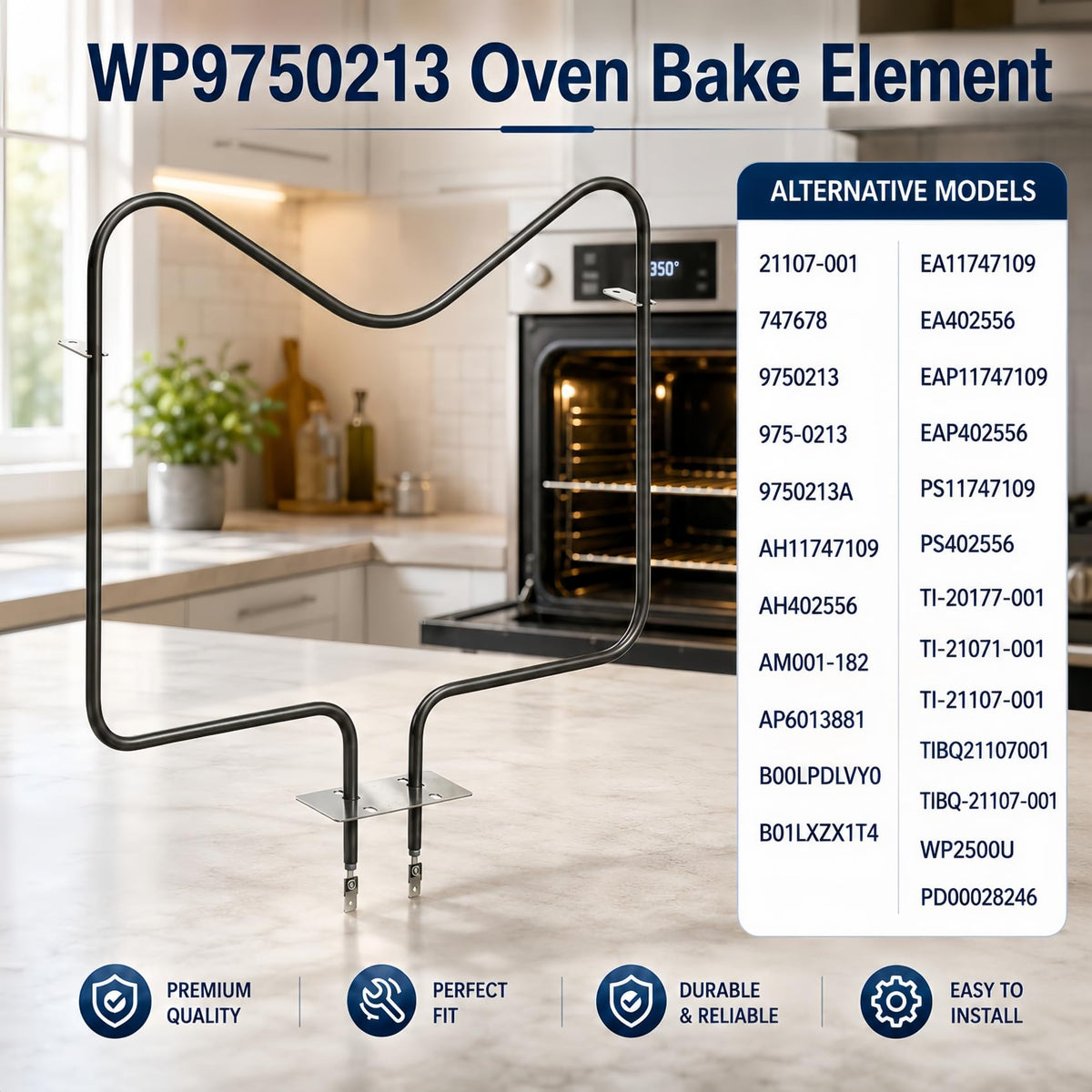 WP9750213 9750213 Oven Bake Element Compatible with Whirlpool Oven