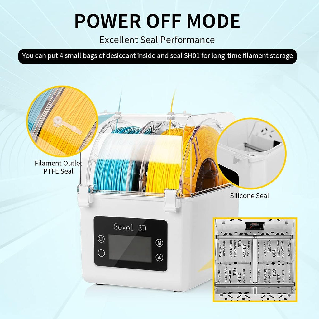 Filament Dryer 2026, SH01 Filament Dehydrator 3D Printer Spool Holder with Upgraded Fan, Dry Box for Keeping Filament