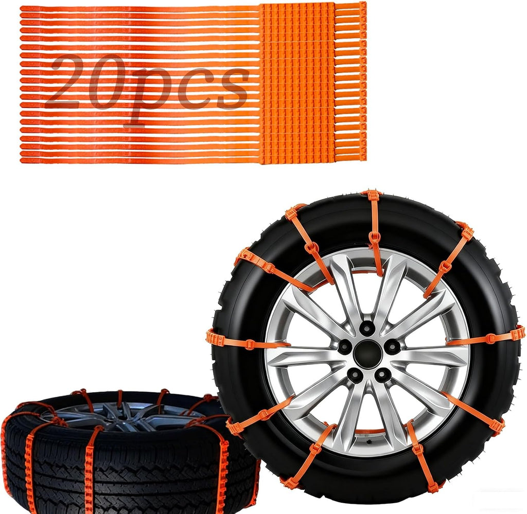 Universal Anti-Skid Snow Tire Chains for Cars SUV Trucks - Adjustable 14-19 Inch Emergency Winter Traction Tire