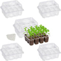 5-Pack Seed Starter Trays, Humidity Dome, Base, 12-Cell Tray, Clear | Adjustable Vents Control Humidity &