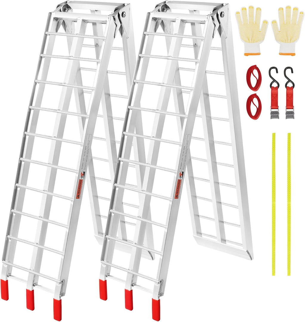 7.5ft Aluminum Ramps, 1500 lbs Folding Loading Ramps (2 pcs Set) for Pickup Trucks Bed, Trailers Ramp with Load