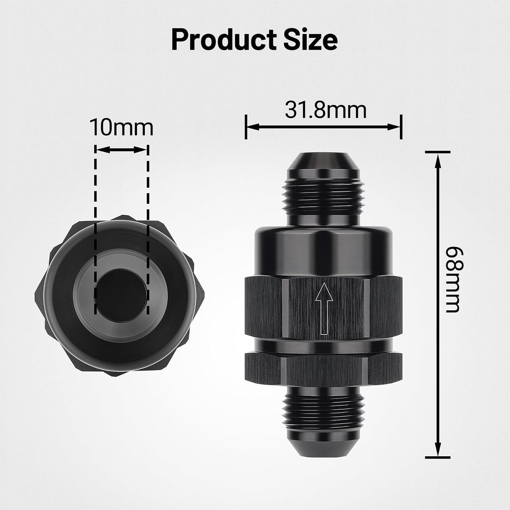 EVIL ENERGY 8AN Male Non Return One Way Inline Check Valve Fitting Black