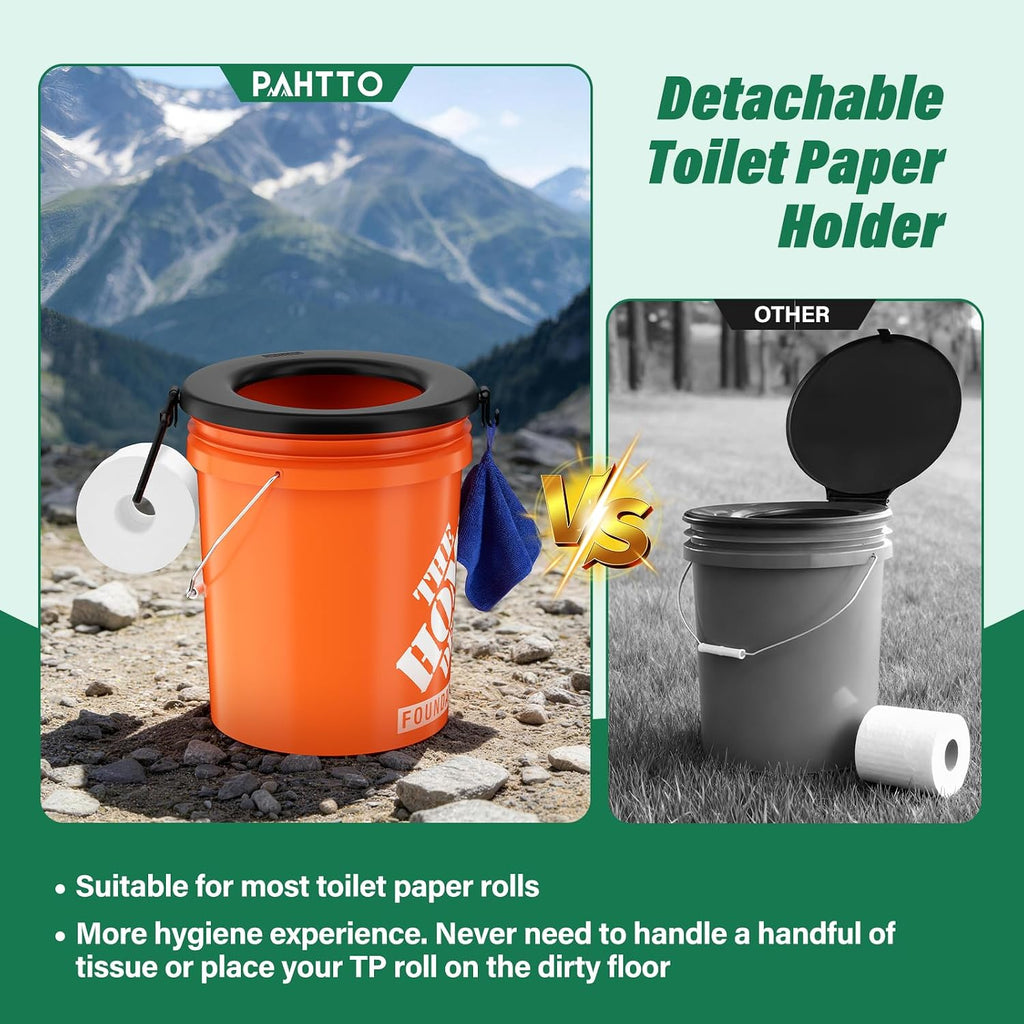 Bucket Toilet Seat, Portable Toilet Seat for 5 Gal Buckets, Camping Toilet Seat, Snap-on Toilet Seat for Outdoor
