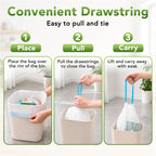 1.6 Gallon Small Drawstring Trash Bags Mini Garbage Bags 60 Counts