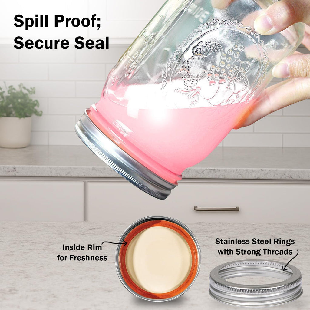 Regular Mouth Mason Jars 16 oz. (12 Pack) - Pint Size Jars with Airtight Lids and Bands for Canning, Fermenting