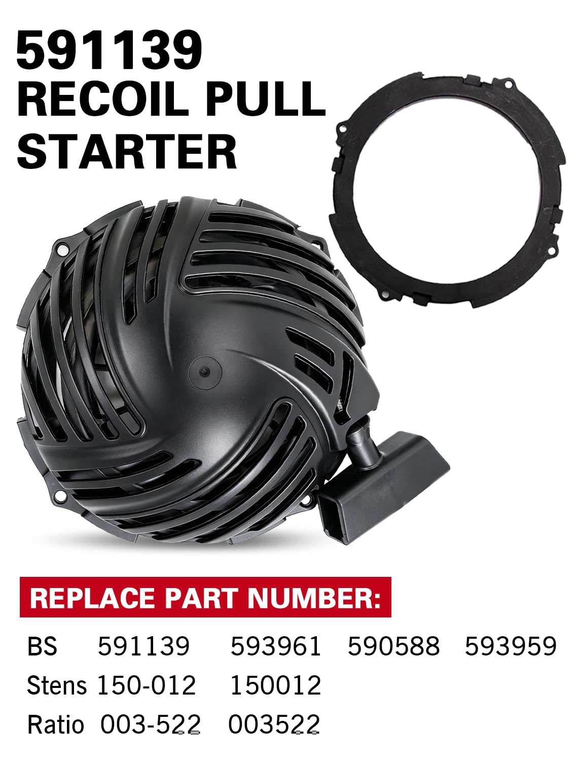 ZeeKee 591139 Recoil Pull Starter Assembly Compatible with Troy Bilt Craftsman TB110 TB200 140CC 150CC Engine Lawn Mower for BS 593959 595355 150-012 Rewind Starter