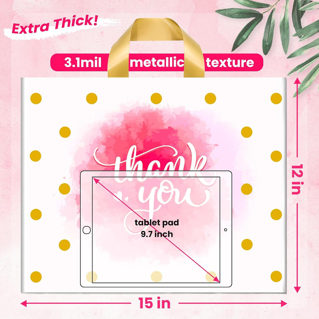 Thank You Merchandise Bags Extra Thick - Loop Handle 50pcs 12x15In