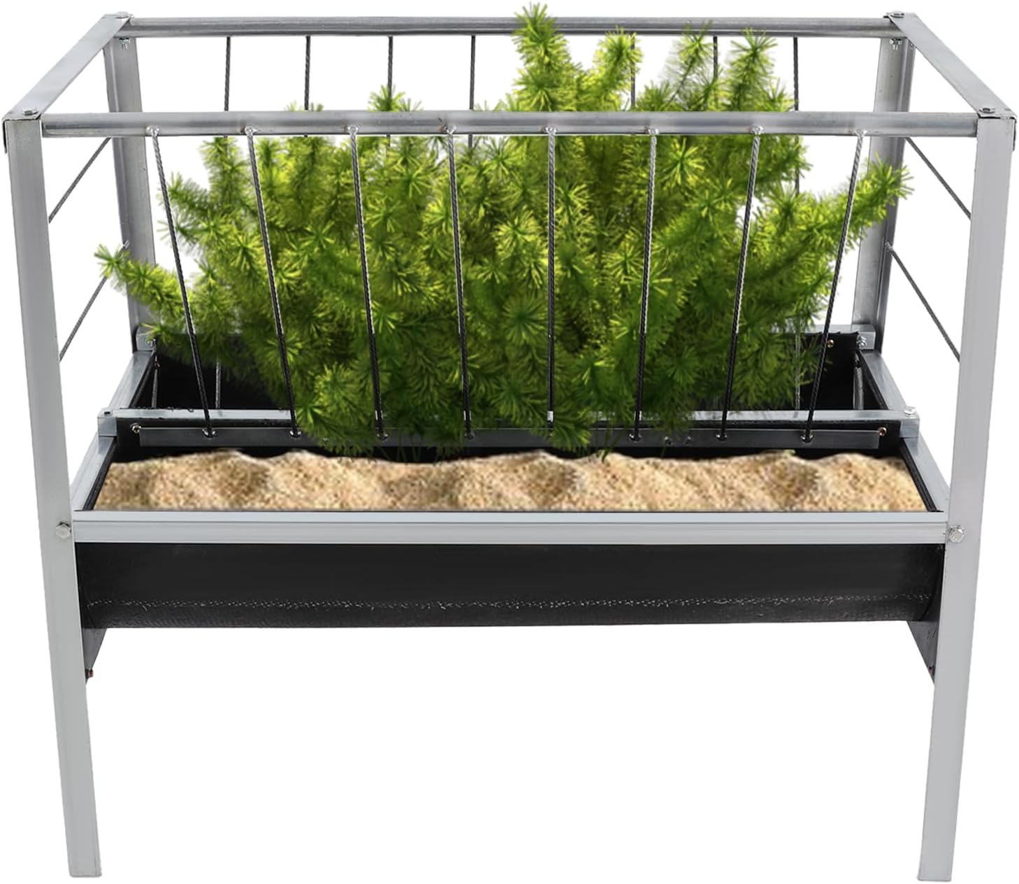 Feed Trough, 2-in-1 Grain & Hay Feeder Livestock Feeding Trough, Rectangular Livestock Feeder Trough Pasture Farm