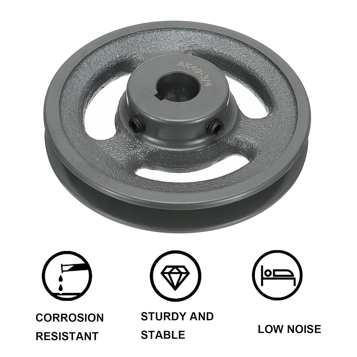uxcell AK49-3/4 V-Belt Sheave 3/4" Bore, 4.75" OD, Single Groove Web Sheave