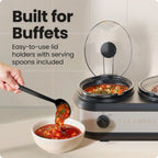 Triple Slow Cooker & Food Warmer, Three Crock Slowcooker with 2.5 Qt. Ceramic Crocks, 7.5-Quart Total Capacity