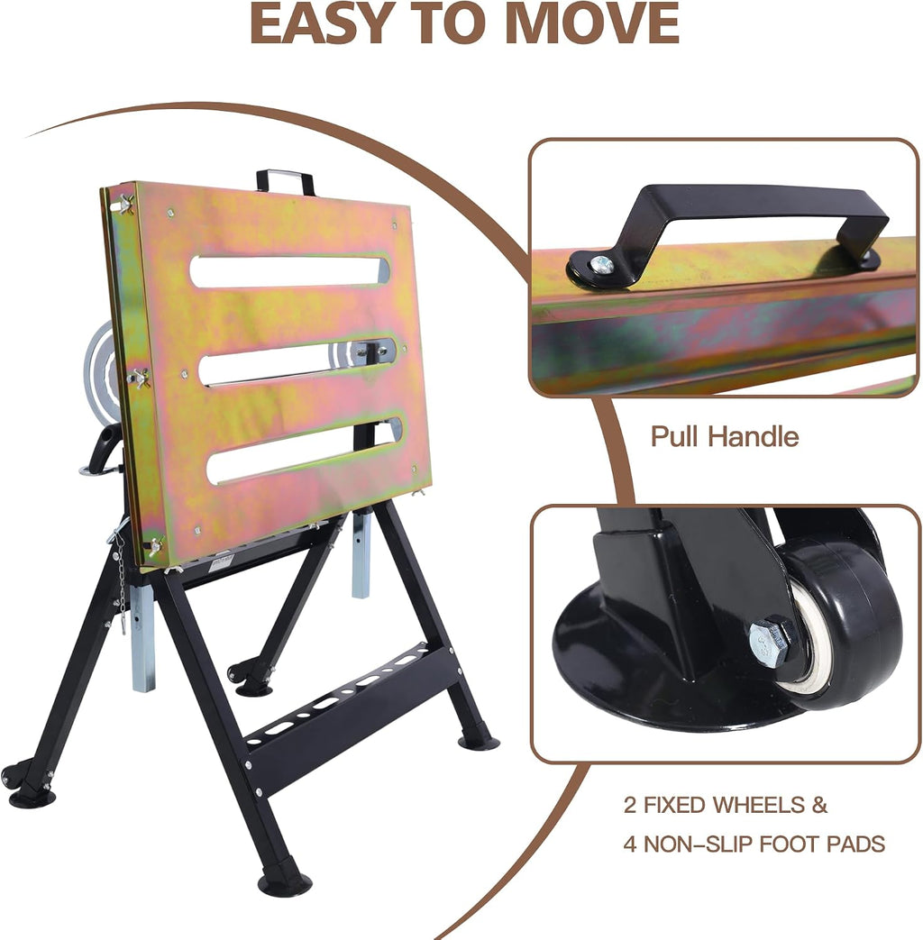 Steel Welding Table 30" x 20", Portable Welding Table with Wheels and 3 Slots, Adjustable Angle & Height, 400lbs Load