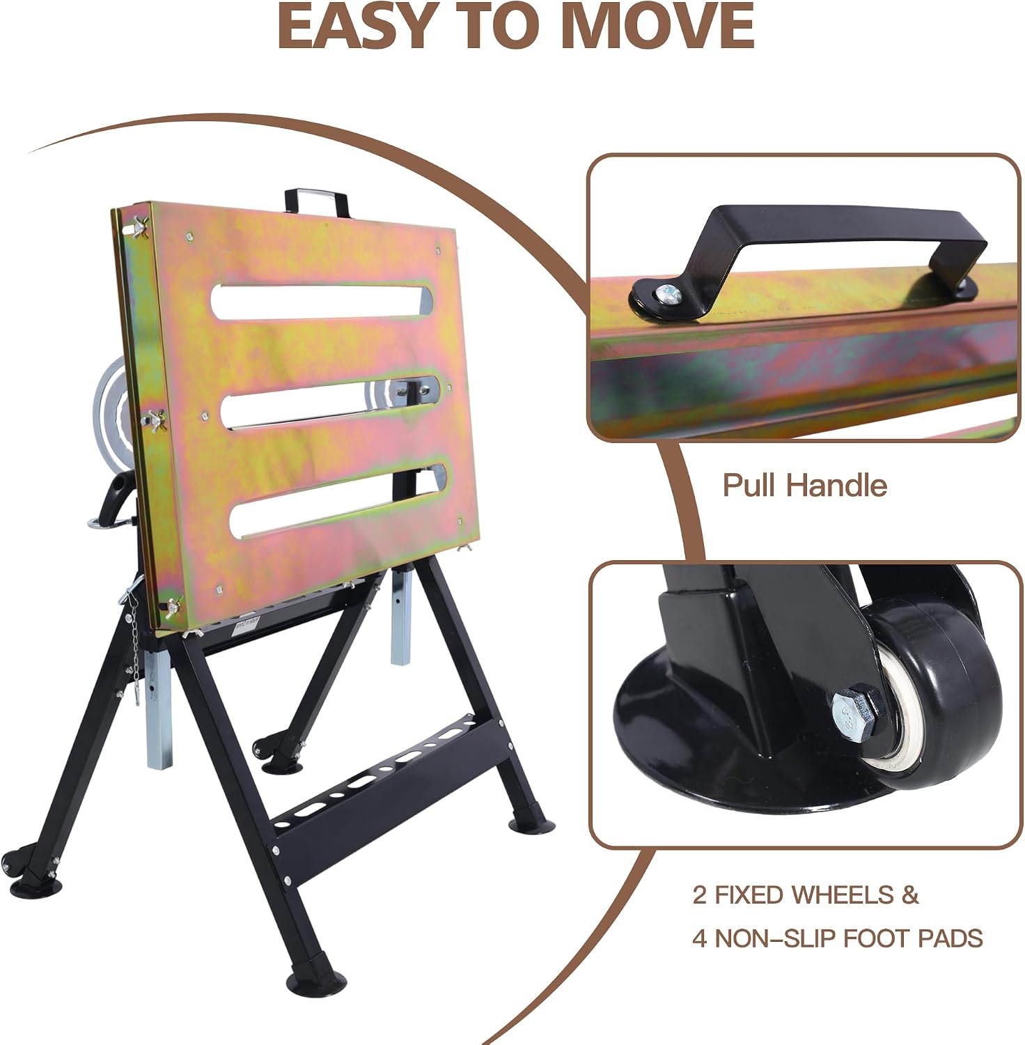 Steel Welding Table 30" x 20", Portable Welding Table with Wheels and 3 Slots, Adjustable Angle & Height, 400lbs Load