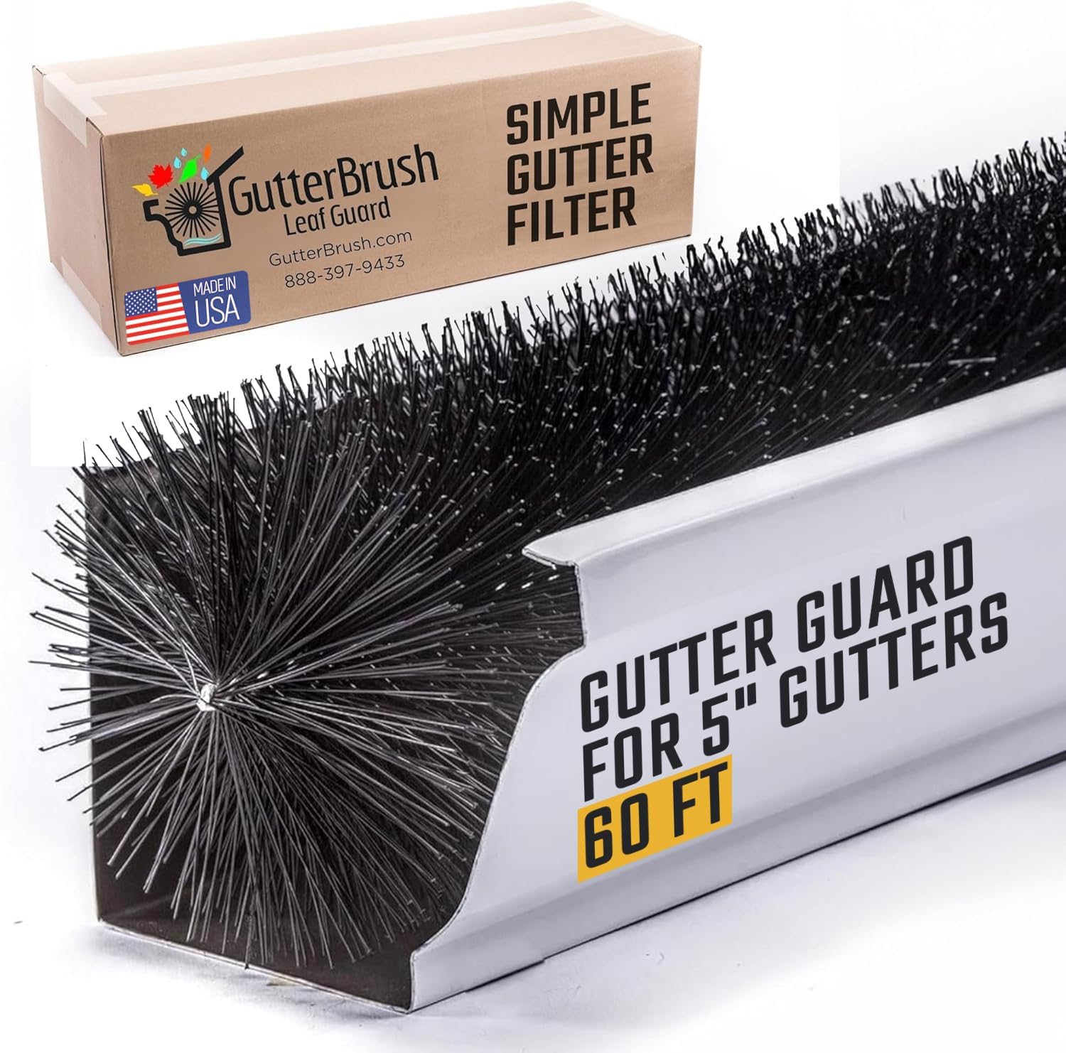 4.25" Gutter Guards, Fits 5 Inch Gutters, 60 Ft Leaf Filter
