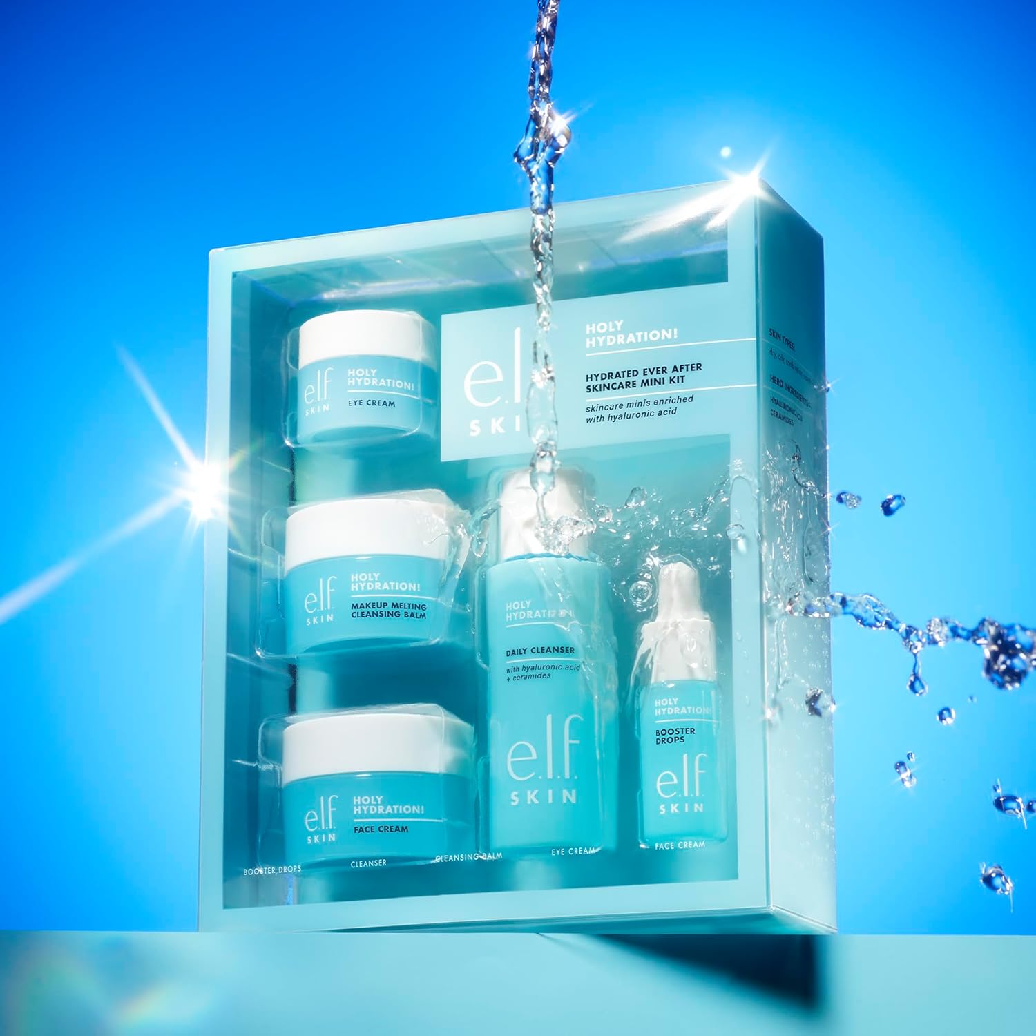 SKIN Holy Hydration! Hydrated Ever After Skincare Mini Kit, Cleanser, Makeup Remover, Moisturizer & Eye Cream For