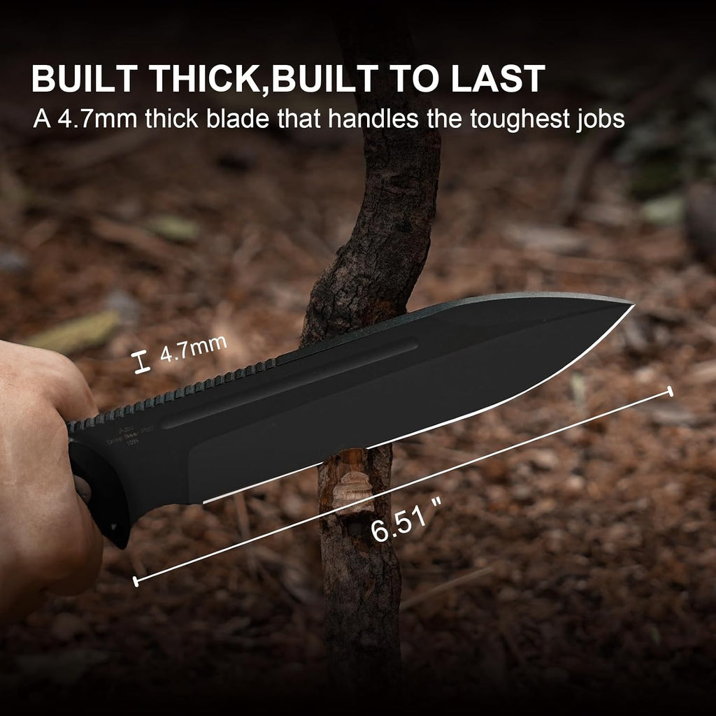 Drop Bear Fix 7 Fixed Blade Knife, 6.51" 1095 Blade, Hammer Pommel | Full Tang Hunting Survival Bushcraft Knife with