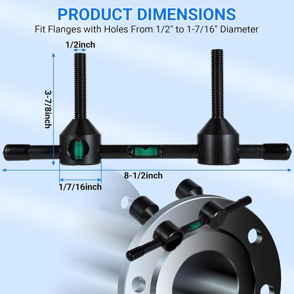 Flange Aligner Will Fit Flanges with Holes From 1/2” to 1-7/16” Diameter Threaded Pipe Flange Leveler