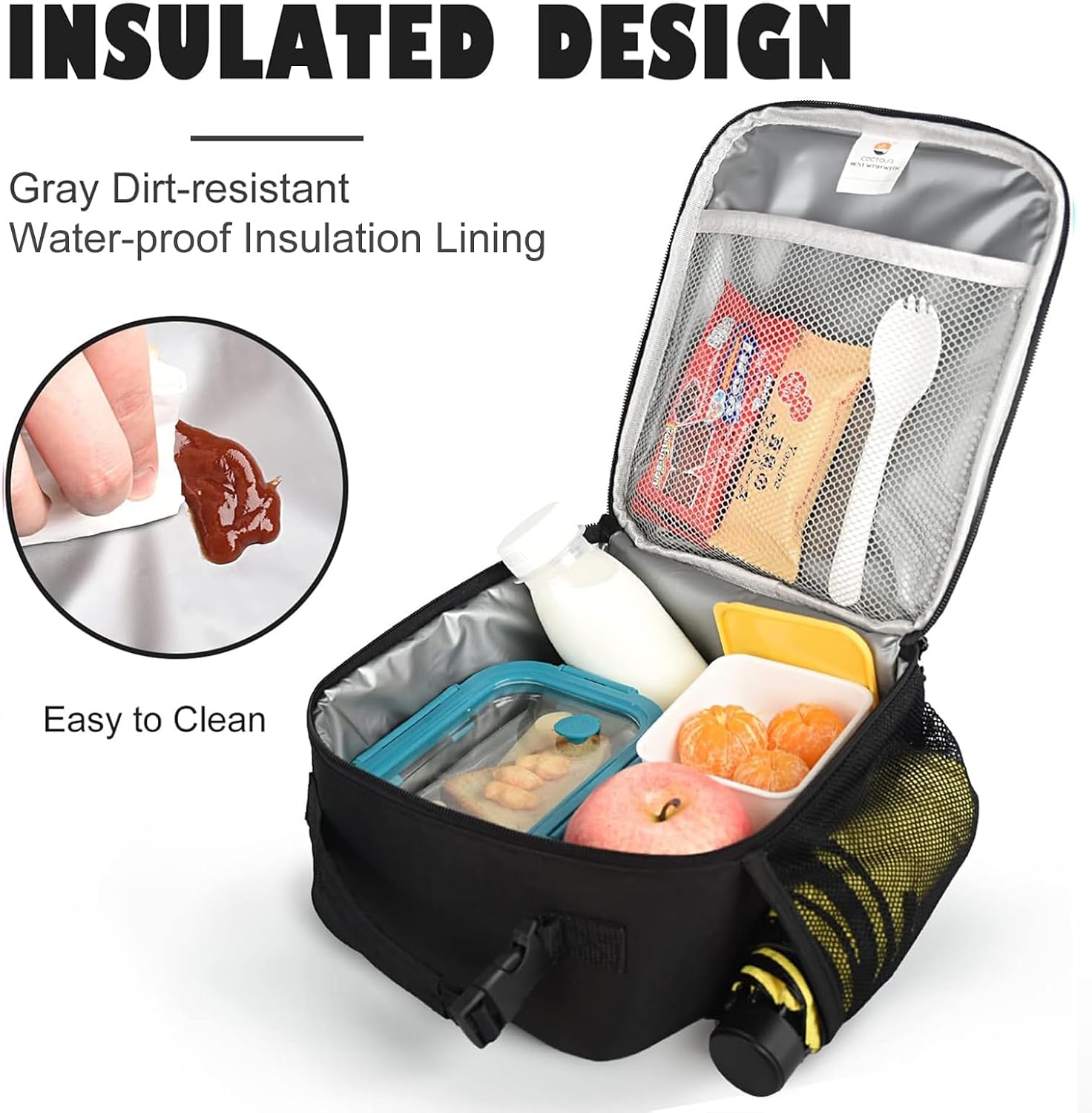 Lunch Box for Men Women Adult,Premium Insulated Lunch Bag,Portable Small LunchBox for School Work Picnic (Black)