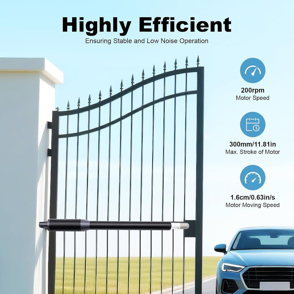 Automatic Dual Swing Gate Opener Kit, Heavy Duty Electric Gate Opener for Doors up to 650LBS, Dual Arm Swing Gates