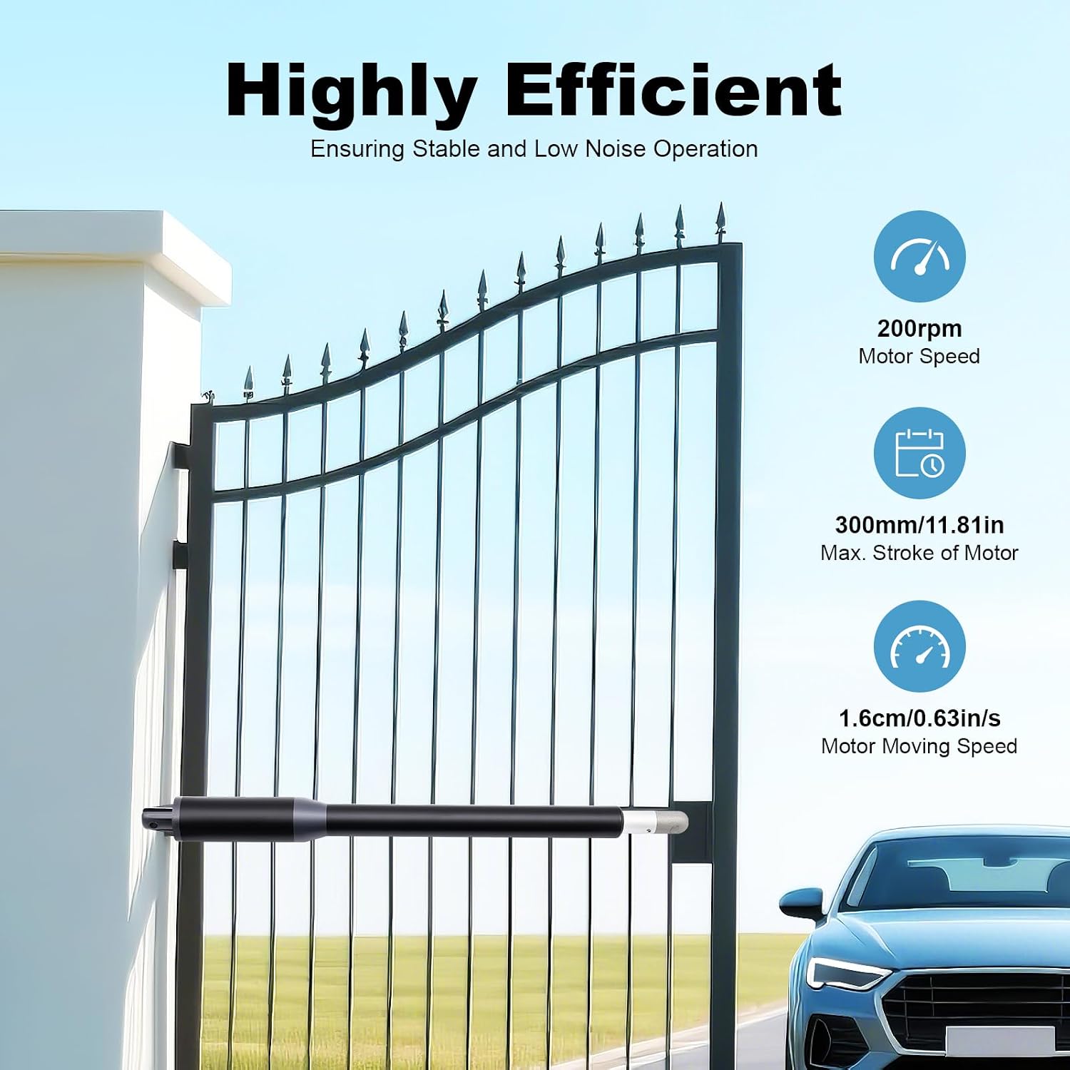 Automatic Dual Swing Gate Opener Kit, Heavy Duty Electric Gate Opener for Doors up to 650LBS, Dual Arm Swing Gates