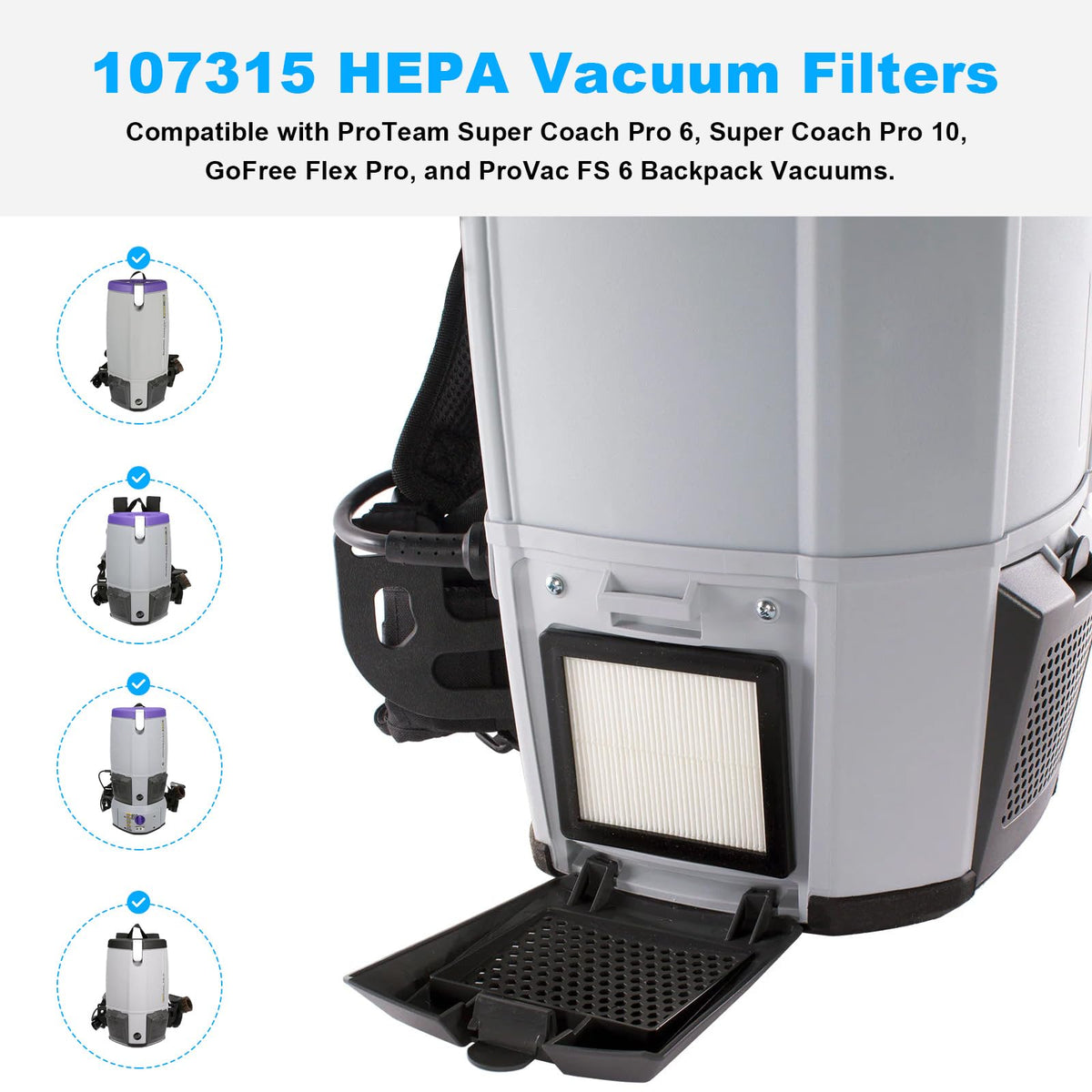 107315 Vacuum HEPA Filter Replacement Proteam Super Coach Pro 6,Pro 10