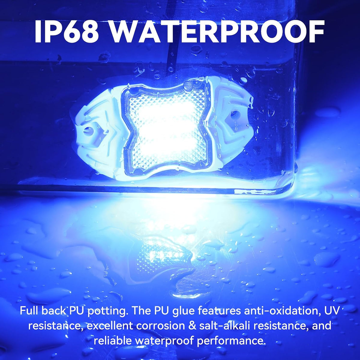 Dual‑Color White & Blue 12V IP68 LED Deck Courtesy Boat Lights, 4‑Pack