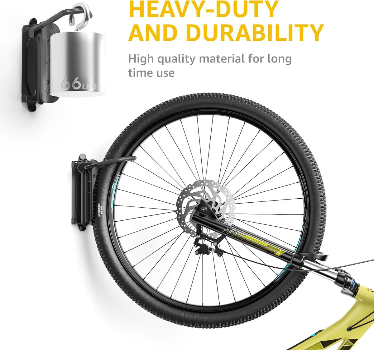 Swivel Bike Wall Mount, Vertical Bike Rack for Garage, 1 Pack, Gray | Space-saving wall bike rack with 150° swivel