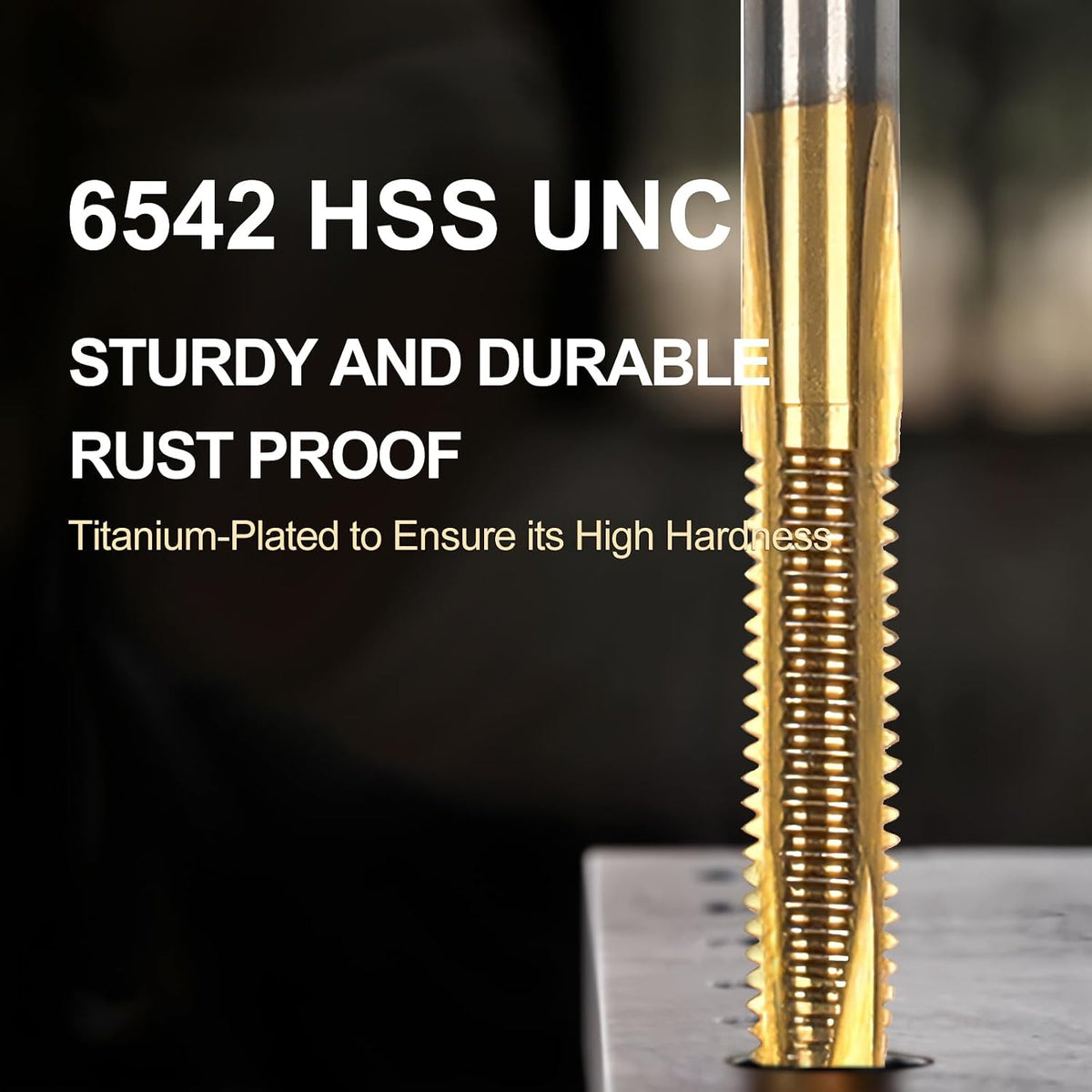 6Pcs 8-32 UNC B2 Spiral Point Thread Tap, Titanium Coated HSS 6542 Tapping Tool for Precision Threading in Metal and Hard Materials