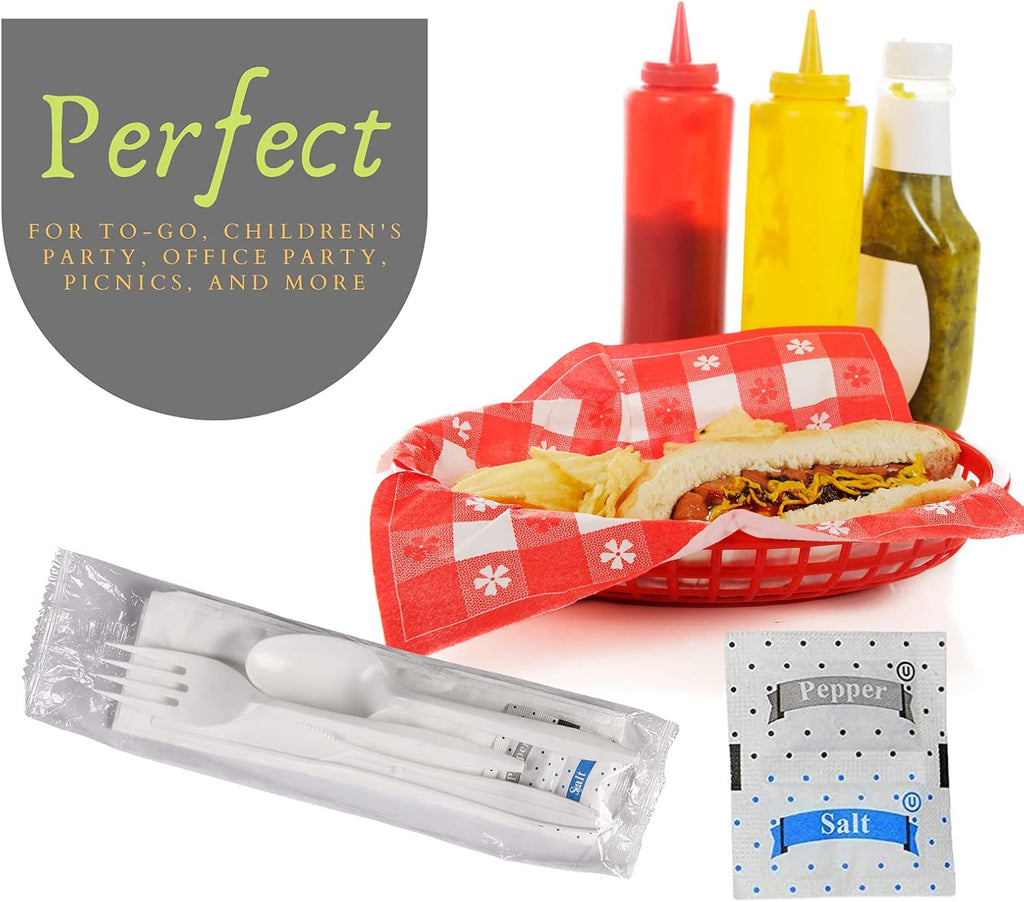 Disposable Cutlery Set, Individually Wrapped Plastic Utensils Kit (25)