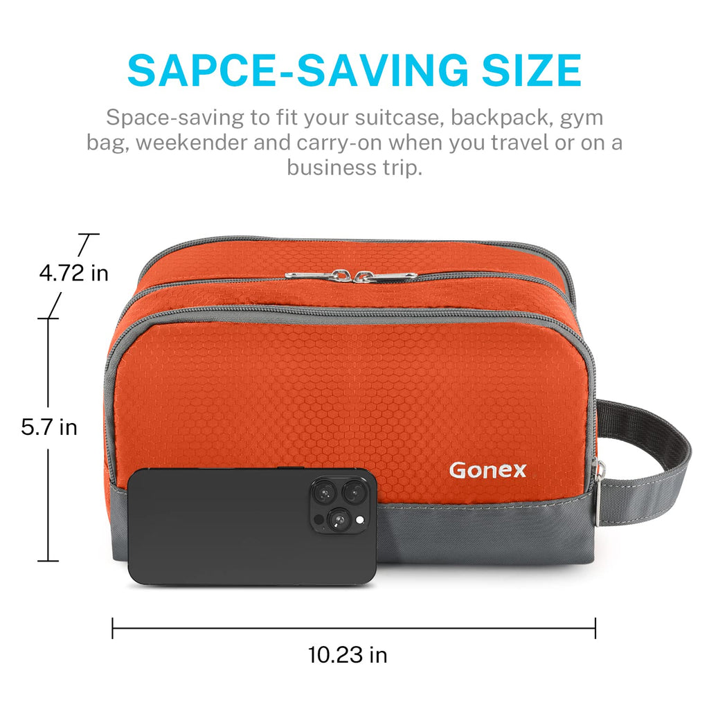 Travel Toiletry Bag Nylon, Shaving Bag Toiletry Organizer Orange