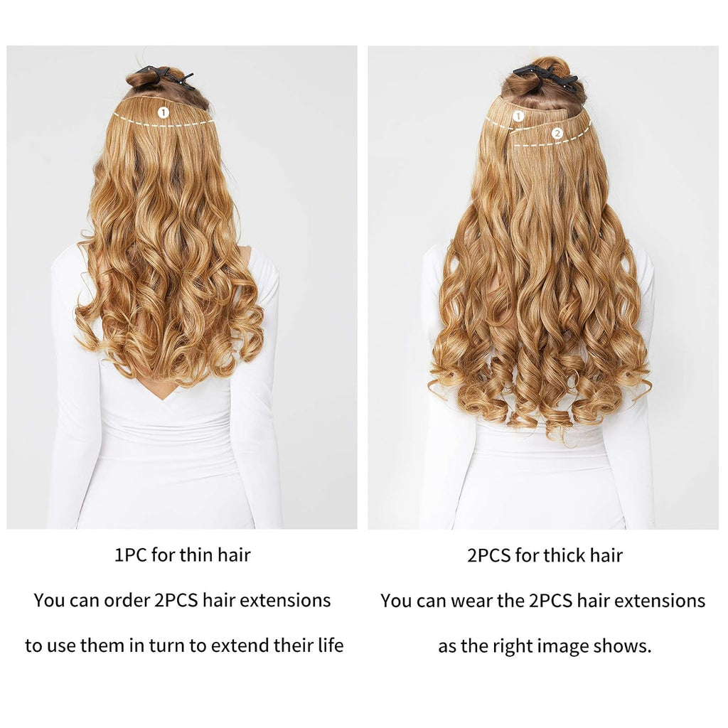 18" 1-Pack 3/4 Full Head Curly Wavy Clips in on Synthetic Hair Extensions HE008 Hairpieces for Women 5 Clips 4.0 Oz