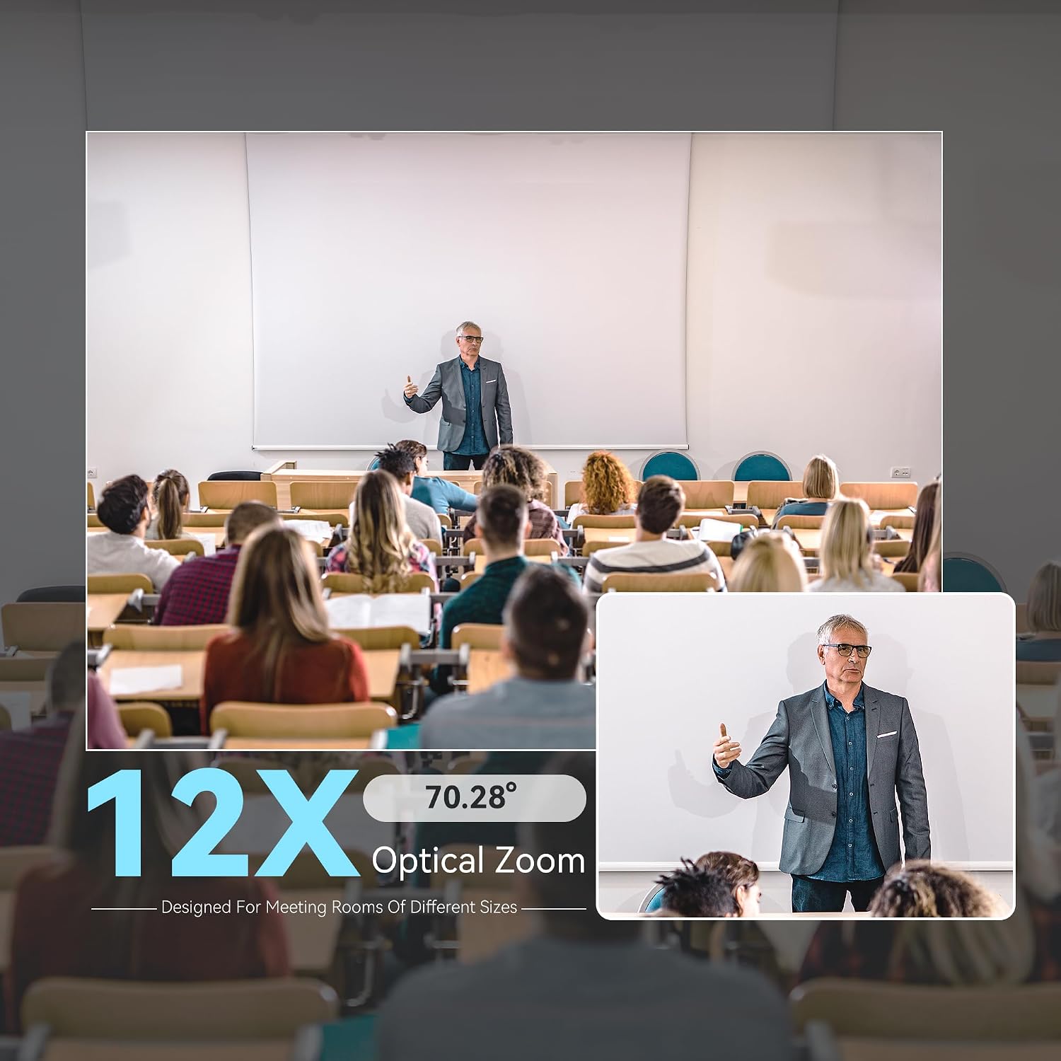 4K PTZ Conference Room Camera System, AI Auto-Tracking 12X Optical Zoom USB3.0 HDMI PTZ Camera and Bluetooth