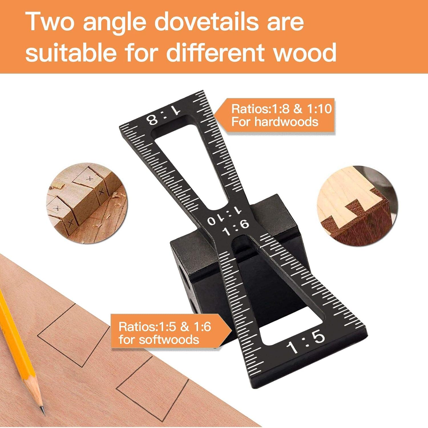 Dovetail Marking Jig Wheel Marking Gauge Tool Set, 1 Woodworking Pencil,1 Wheel Cutter for Hardwood,1 Bearing Wheel
