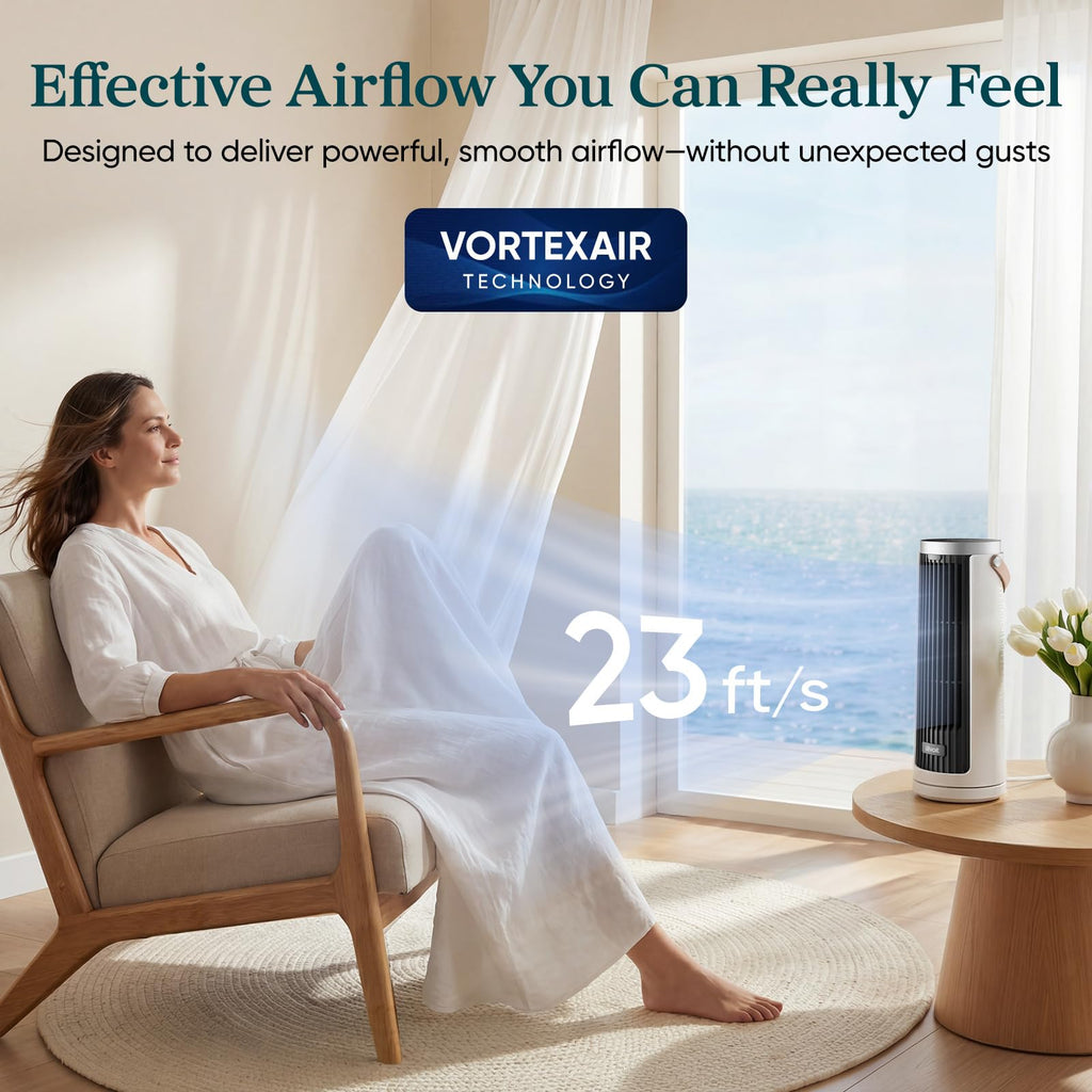 Tower Fan for Bedroom, 20dB Quiet Desk Fan, Easy to Carry & Plug-in