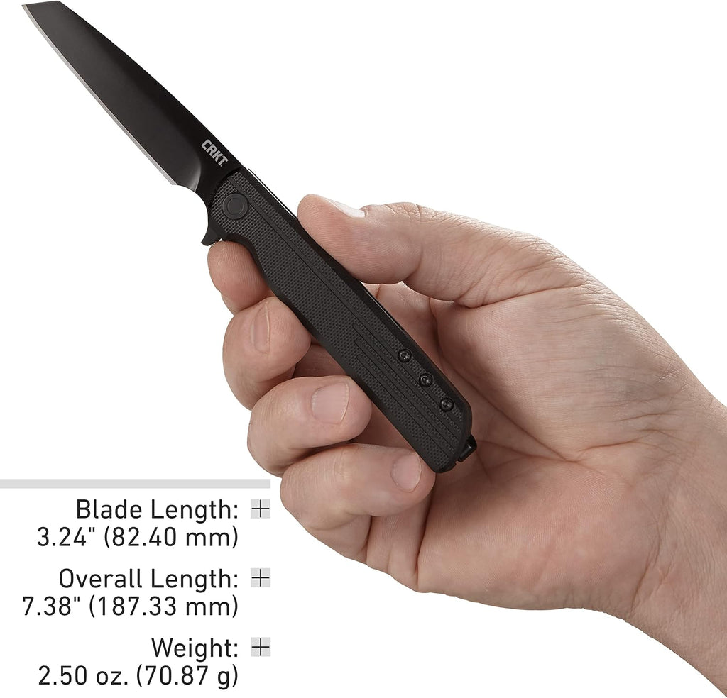 LCK + EDC Assisted Folding Knife with Liner Lock, Black, 3802K | 3.24" Tanto Blade, Lightweight GRN Handle, Stainless