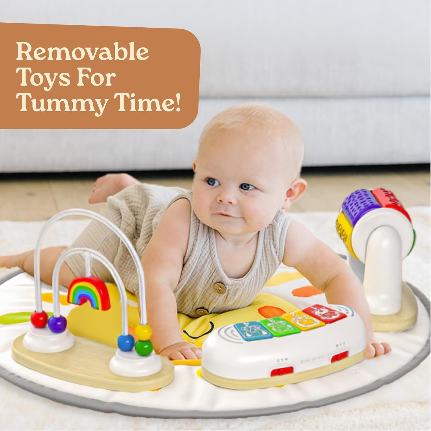 4-in-1 Baby Activity Center | Montessori-Inspired Design | 8 Interactive Toys | Tummy Time, Exersaucer & Toddler