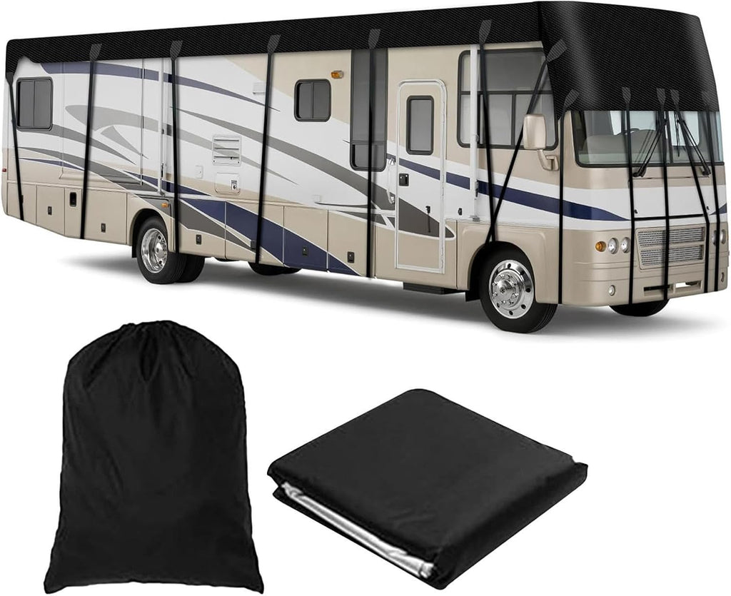 Camper Cover Waterproof 300D Durable Oxford Travel Trailer Cover Wind, Rain and Snow Proof rv Cover Snow Class C Rv