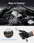 MicroFoam Nitrile Coated 12 Pairs Work Gloves for Men Grey L