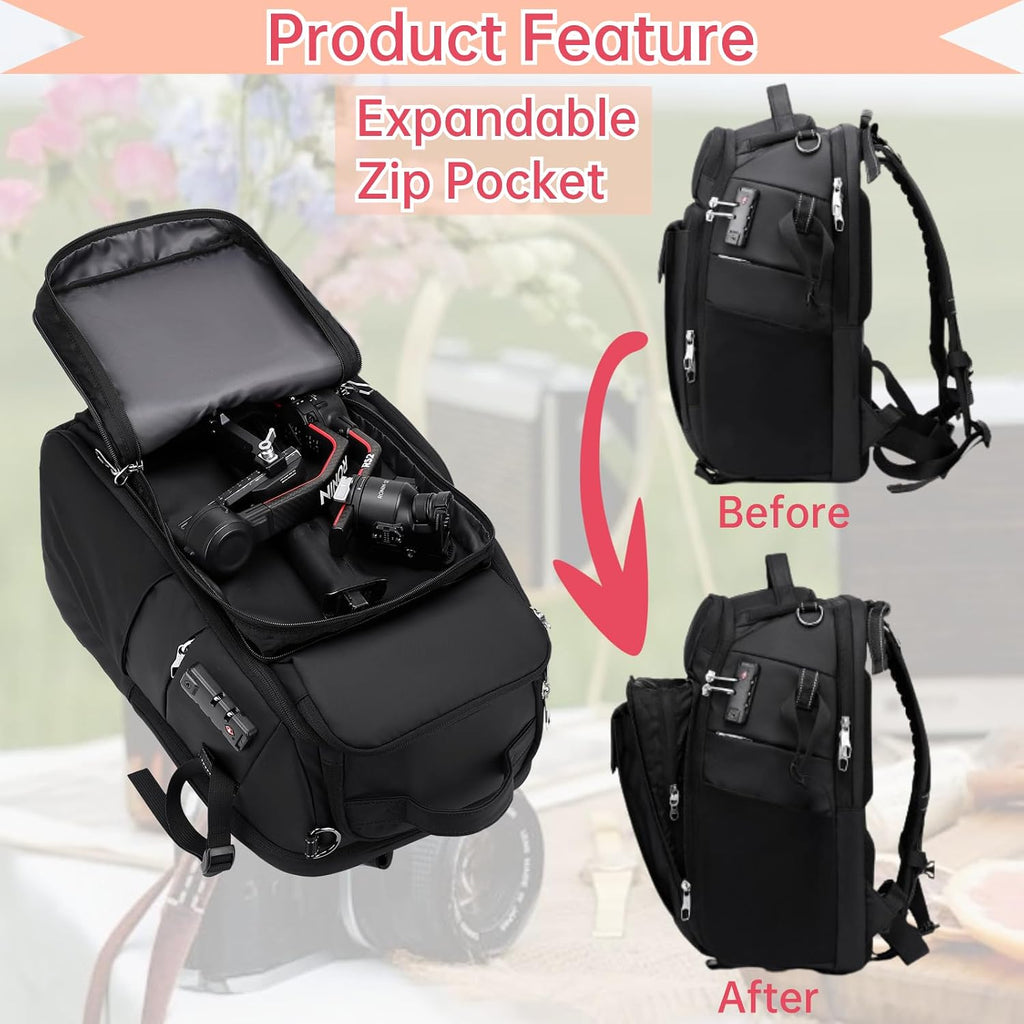 Camera Backpack Large, Waterproof Camera Bag for Mirrorless and DSLR with TSA Lock,Quick Access,17-Inch Laptop