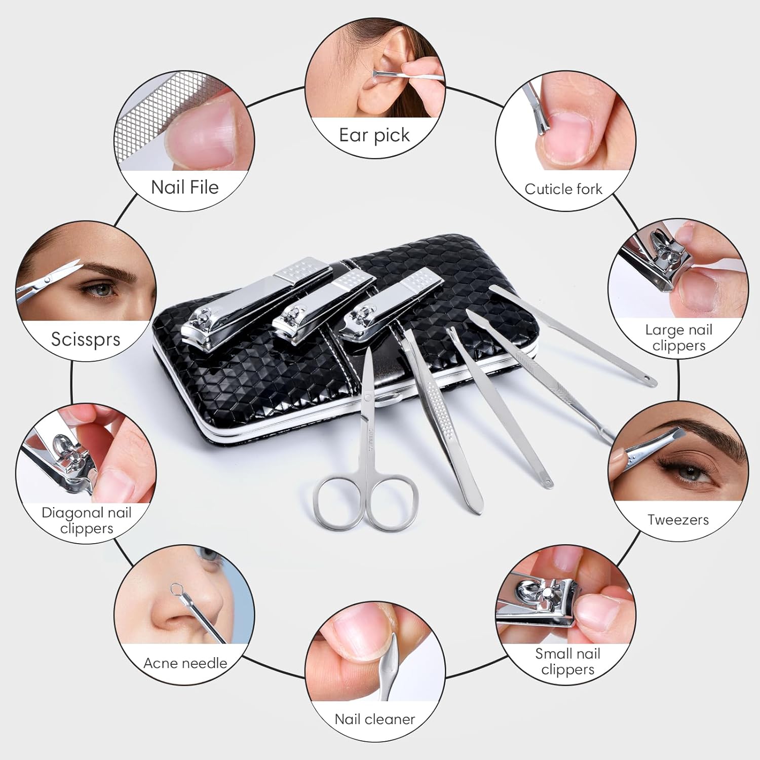 Nail Clippers Set - 18 Pcs Professional Manicure Pedicure Kit Gifts for Fathers Day Men Women, Stainless Steel