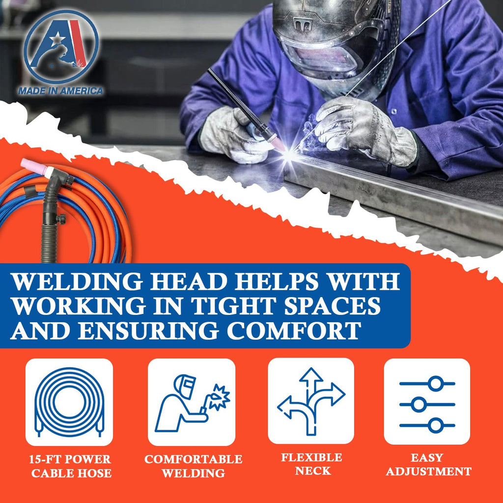 AMERIARC TIG Welding Torch Flex Head, 200Amp Air-Cooled WP-26FV TIG Torch