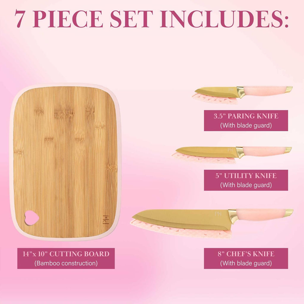 Bamboo Cutting Board for Kitchen, Reversible Cutting Board and Cutlery Set with High Carbon Stainless Steel Knives