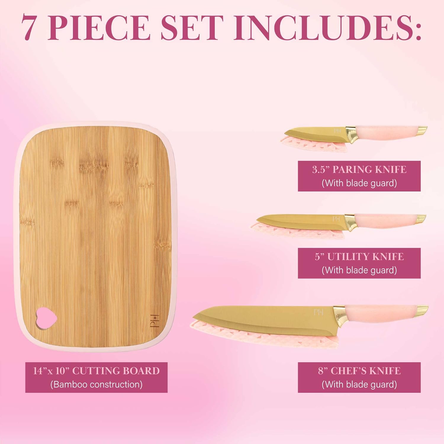 Bamboo Cutting Board for Kitchen, Reversible Cutting Board and Cutlery Set with High Carbon Stainless Steel Knives