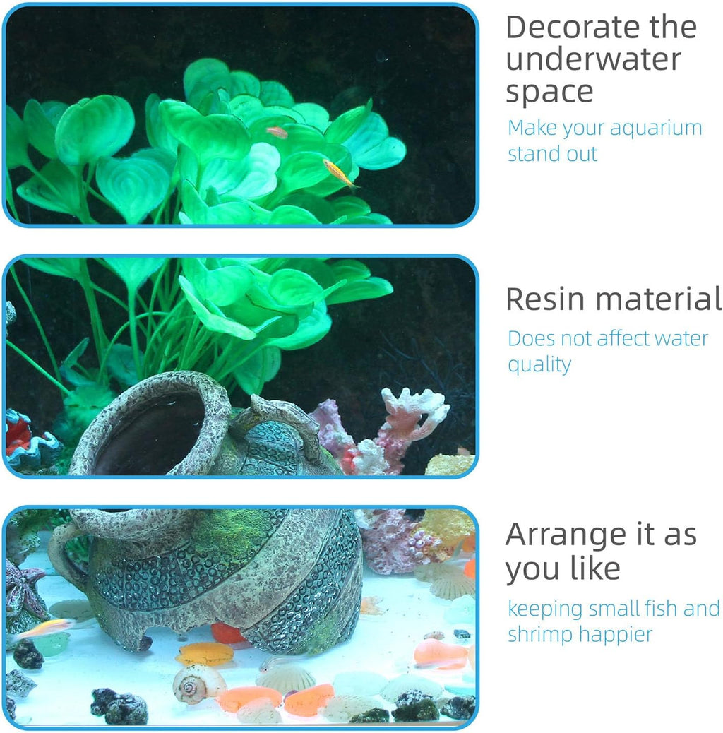 Aquarium Decor Ruins Leaning Vase Hideaway Cave, Betta Fish Tank Accessories for Goldfish, Shrimp, Conch, Cichlid