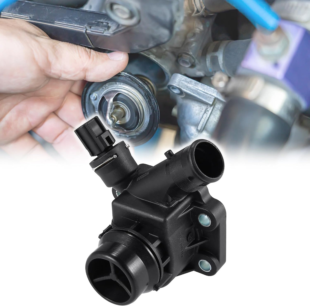 X AUTOHAUX Thermostat Housing Assembly LR006071 Engine Coolant Thermostat Housing Assembly for Volvo XC60 S60 V60 S80 V70 XC70 for Land Rover LR2